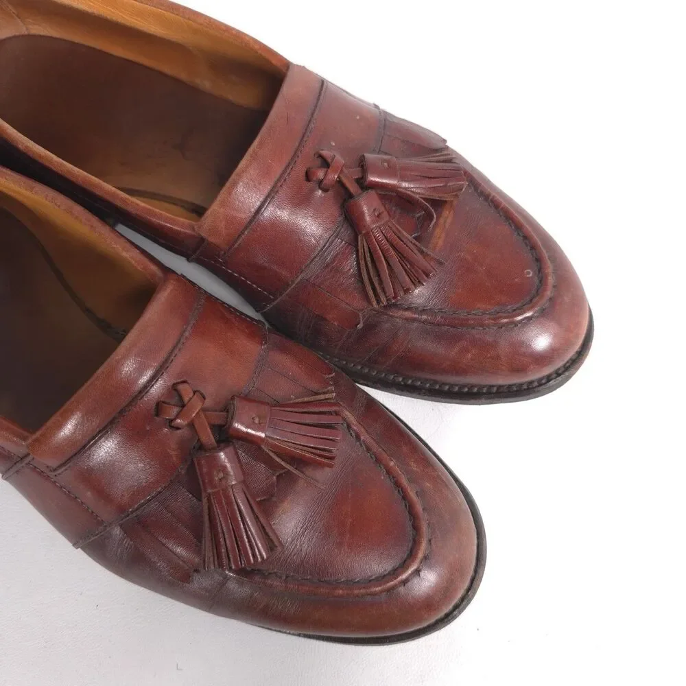 Allen Edmonds Men’s 9.5 D Newport Brown‎ LEATHER Tassel Loafer Shoes USA MADE